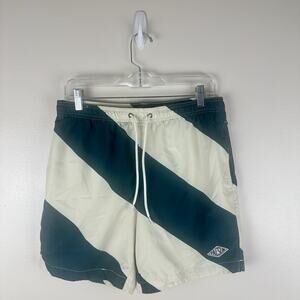 PacSun Men’s Swim Trunks Lined Mesh Pockets Drawstring Green White Size M